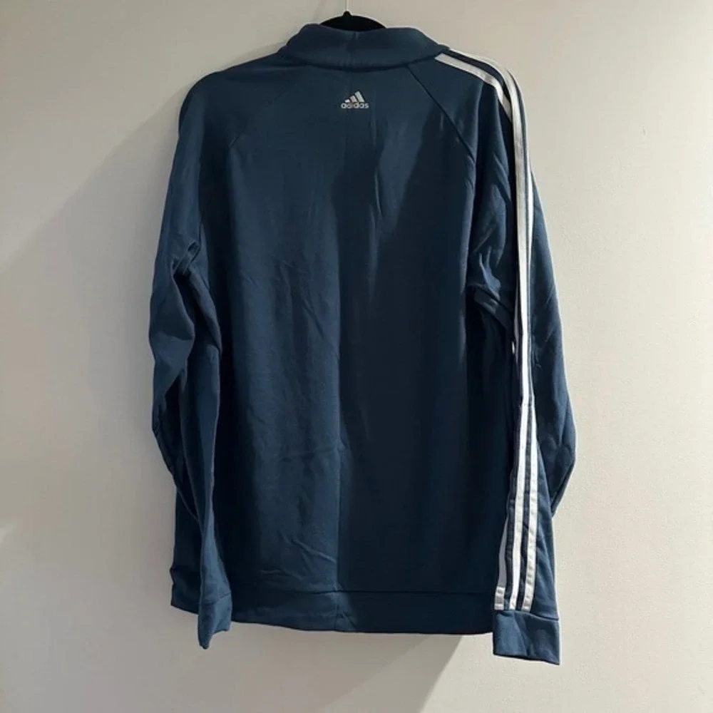 Adidas Golf Men's Blue 3 Stripe Quarter Zip Long Sleeve Pullover Shirt Medium‎